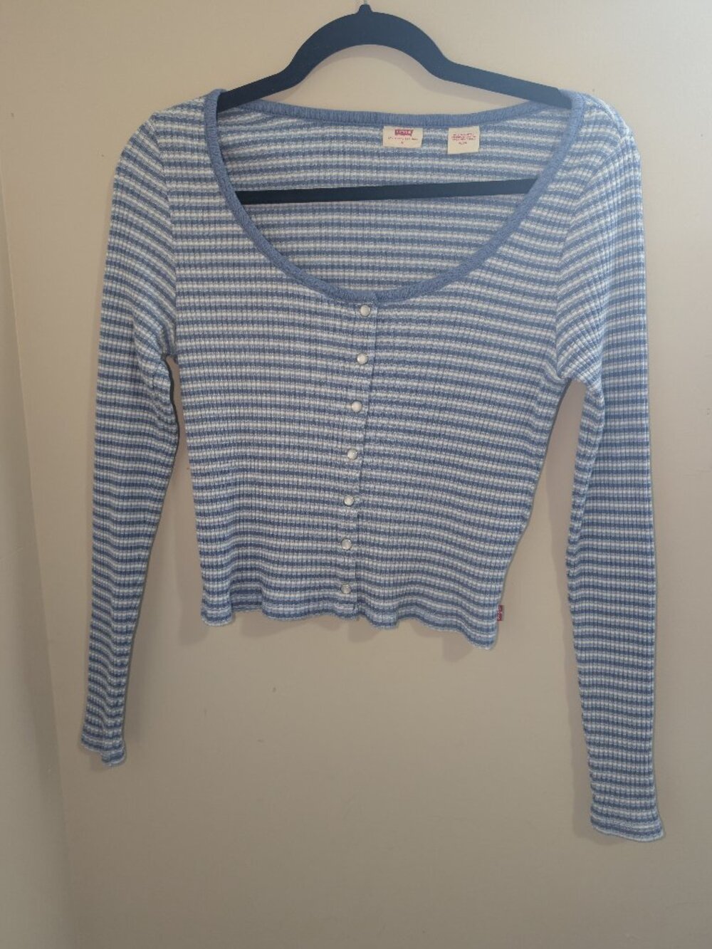 Levi’s Britt Striped Snap Front Long Sleeve Top Size M
